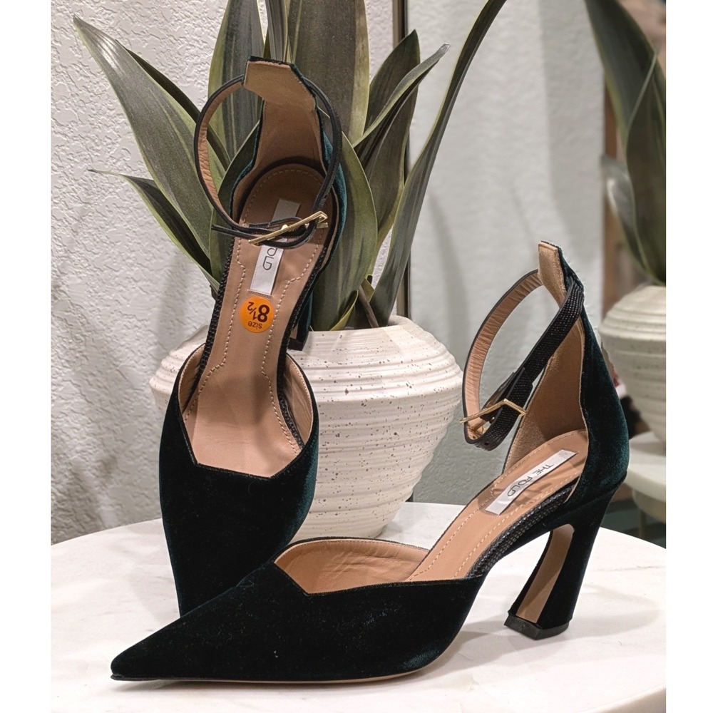 The Fold London Velvet D'Orsay Pumps Women 39 8.5 Forest Green Pointed Toe